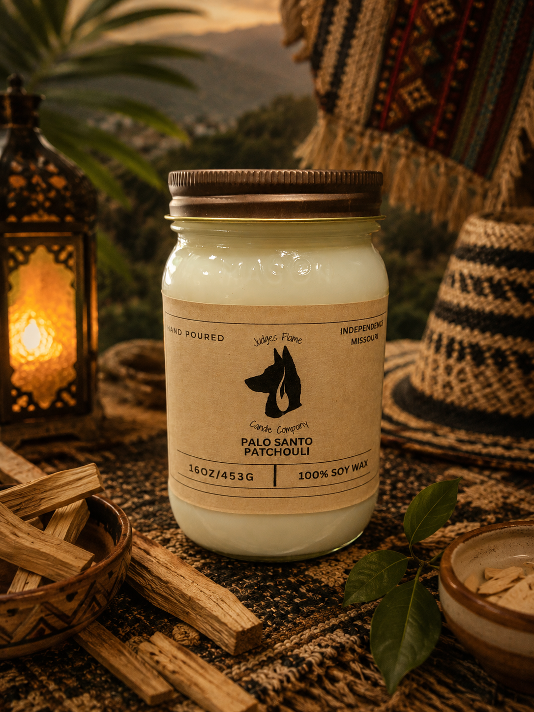 Palo Santo & Patchouli Scented Candle