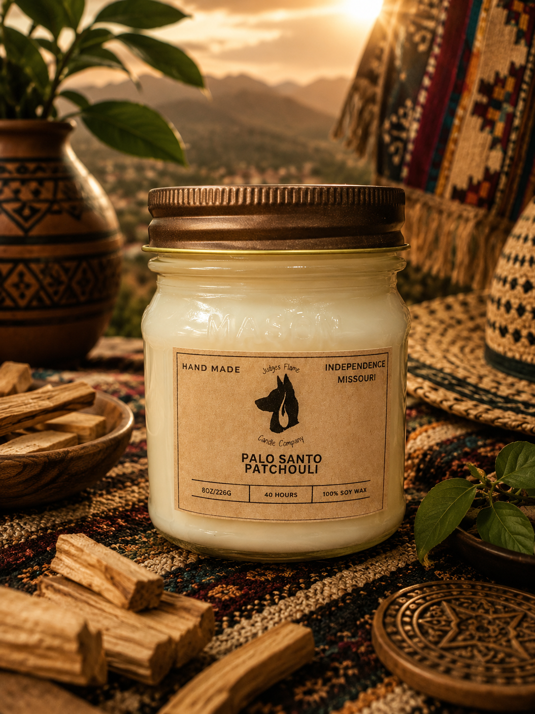 Palo Santo & Patchouli Scented Candle
